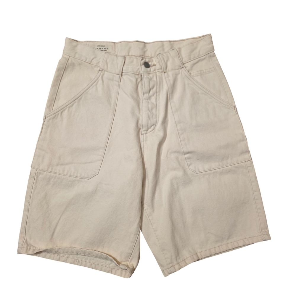 Zara Cream High-Waist Denim Shorts